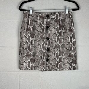 Shinestar Y2K Faux Snakeskin Mini Skirt Size L  Pull On High Waist Stretch